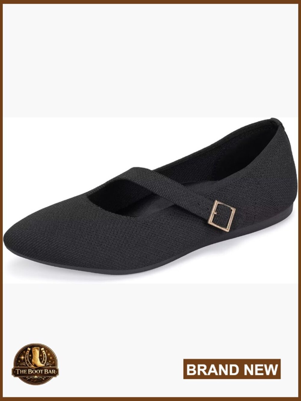 Womens Mary Jane Flat Shoes Pointed Toe Ballet Flat with Adjustable Straps Slip